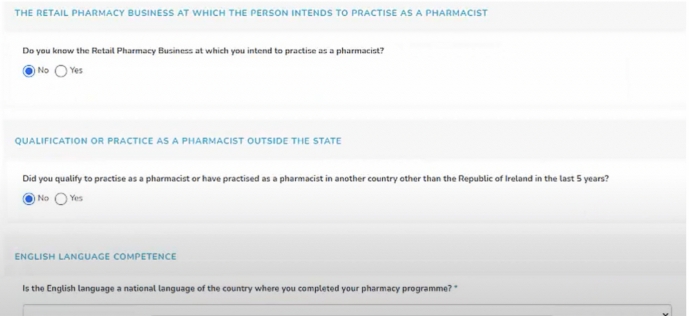 PSI Registration Website: Form to fill in as part of stage 2, step 2